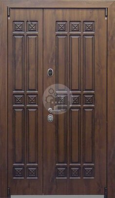 Металлическая дверь с отделкой коричневым МДФ и замками на выбор-ДВ-1688